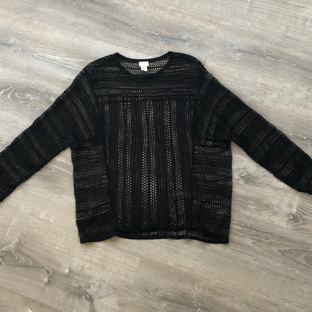 H&M black netted shirt, ladies size 6